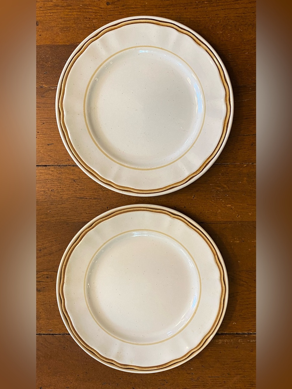 2 VTG 1980s Canadiana Hearthside Heritage Speckled Stoneware Salad Plates Japan